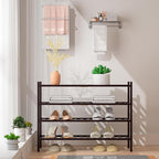 RONGJlA 4 Tier Bamboo Shoe Rack for Closet Free Standing Wood Shoe Shelf Storage Organizer for Entryway Small Space Stackable