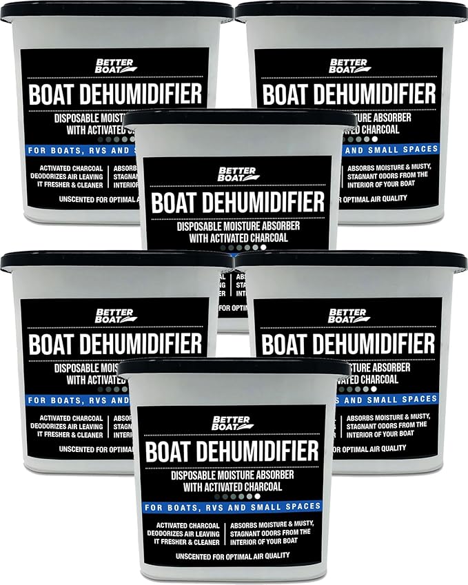 Moisture Absorber 6 Pack with Activated Charcoal Dehumidifier Bucket, Unscented Odor Absorber for Closet Basement Bathroom