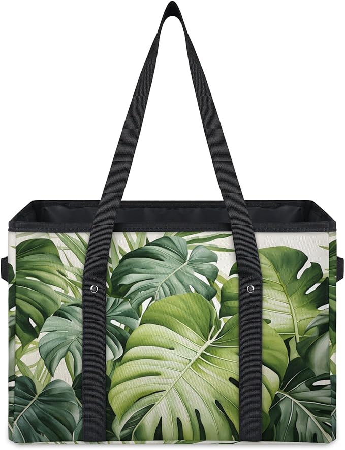 Reusable Grocery Bags Heavy Duty Shopping Bags Foldable Large Tote Bags with Long Handles & Hard Bottom