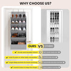 15 Pockets Over the Door Shoe Organizer, Shoe Rack for Closet Door with Large Breathable Pockets, Hanging Shoes Rack for Boot