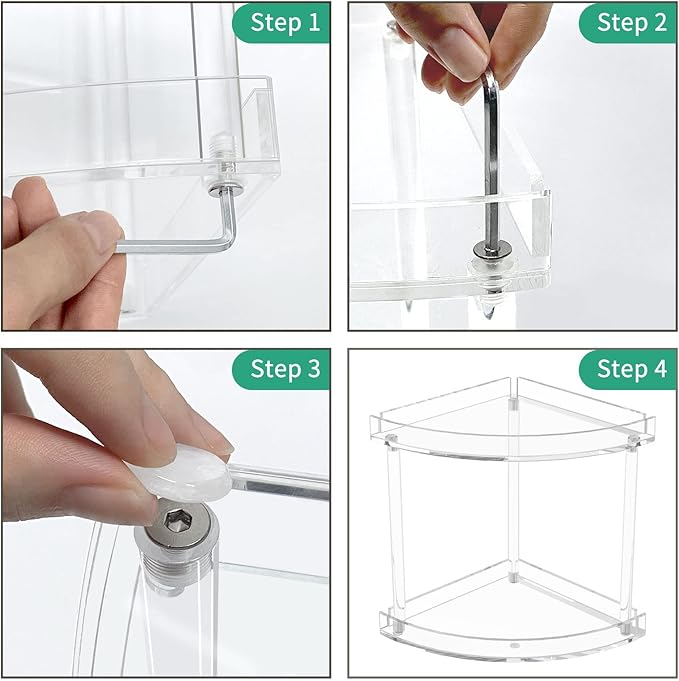 NPPLUS 2 Tier Acrylic Bathroom Counter Organizer, Clear Bathroom Countertop Corner Organizer, 2-Tier Corner Storage Shelf Van