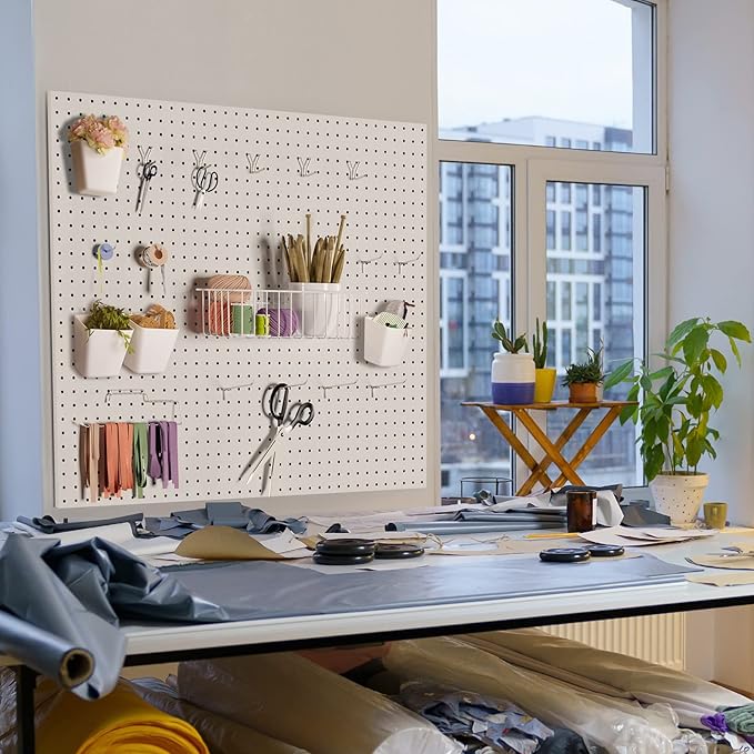 G.CORE Peg Board Organizer 21 Pack, Pegboard Accessories with Baskets Cups Hooks - 1/8" & 1/4" Peg Board Wall Tool Organizers