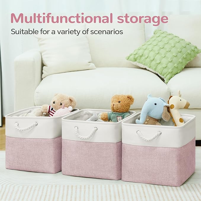 12 x 12 Inch Cube Storage Bins, 4 Pack Fabric Storage Basket with Handles, Foldable Boxes Organizer for Shelf Baskets for Hom