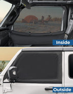 JOYTUTUS Front Wrangler Side Window Sun Shade Camping Window Insect Screen Compatible with Wrangler JK JL Gladiator JT 2007-2026, Car Window Covers for Privacy Blackout 2 Pcs