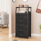 Furnulem Black Dresser with 5 Drawers, Vertical Storage Tower Fabric Dresser for Bedroom, Hallway, Entryway, Nursery, Closet 
