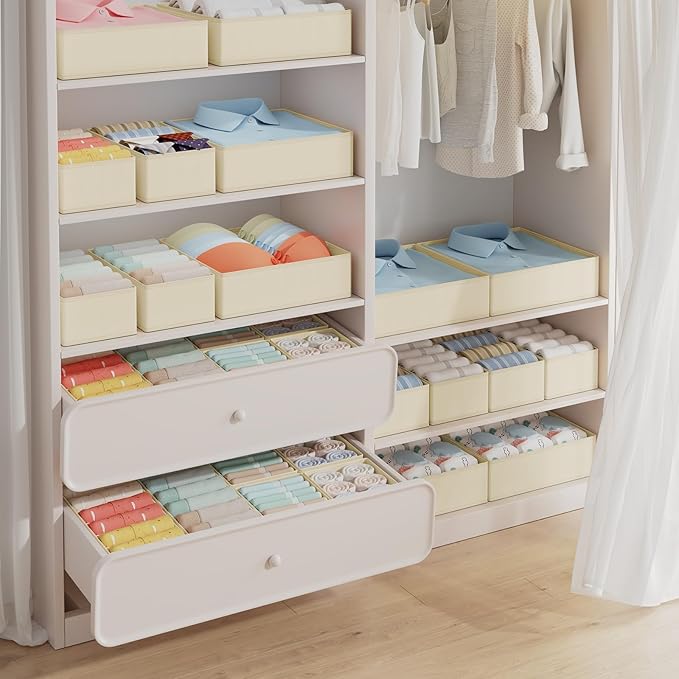 DIMJ Drawer Organizer Clothes Storage- 18 Pack Baby Dresser Organizer for Nursery, Foldable Closet Drawer Organizer Bins for 
