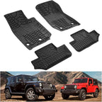 KIWI MASTER Floor Mats for 2014-2017 Jeep Wrangler JK 2-Door, Custom Fit All Weather Car Mats, Heavy Duty TPE Floor Liners, Front & Rear 2 Row, Black