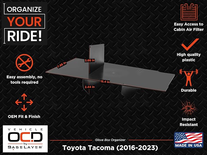 Vehicle OCD - Glove Box Organizer for Toyota Tacoma (2016-2023) - Made in USA - SLX144