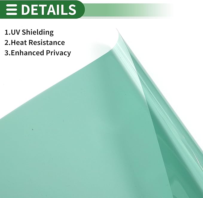 Motoforti Universal Car Window Tint Film Privacy Film 6.56 ft x 23.62 Inch Carbon 2PLY PET Green 1 Pc VLT 65% IRR 15% URV 47%