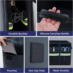 Coverado Trunk Organizer for Car- Nappa Leather Trunk Organizer for SUV with Lid, 30L Multi Collapsible Car Storage Organizer F