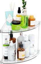 Yieach Clear Corner Bathroom Counter Organizer,2Tier Tiered Countertop Corner Shelf for Perfume,Beauty Products,Makeup Organi