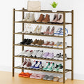 Smiry Shoe Rack, 6 Tier Thick Long Bamboo Shoe Organizer, Stackable Free Standing Wooden Shoe Storage Shelf for Closet, Entry