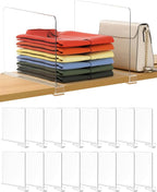 16 Pack 12 Inches [Extra Tall Version] Clear Shelf Dividers for Organization, Acrylic Closet Shelf Vertical Shelves Organizer