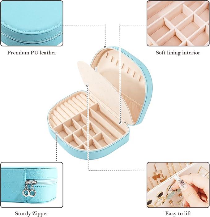 ProCase Travel Size Jewelry Box, Large Portable Seashell-Shaped Jewelry Case, 2 Layer Jewelry Organizer in PU Leather for Wom