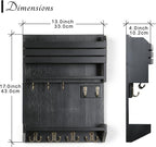 Key Holder, Wall Mounted Mail Organizer, Keys Holder on Wall with 9 Key Hooks, Black