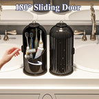 Dustproof Toothbrush Holders with Cover, Rotating Electric Toothbrush and Toothpaste Holder for Bathroom Countertop, 3 Slots 