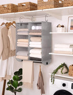 StorageWorks Hanging Closet Organizer with Metal Rod, 6-Section Closet Organizers and Storage, Collapsible Hanging Shelves fo