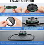 Multifunction Car Anti-Slip Mat Car Dashboard Mat 360° Rotating Adjustable Phone Holder with Hidden Parking Number Plate PVC 