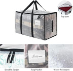6-Pack Extra Large Clear Moving Bags with Zippers, 93L Heavy Duty Storage Totes with Wrap-Around Handles, Collapsible Clothes