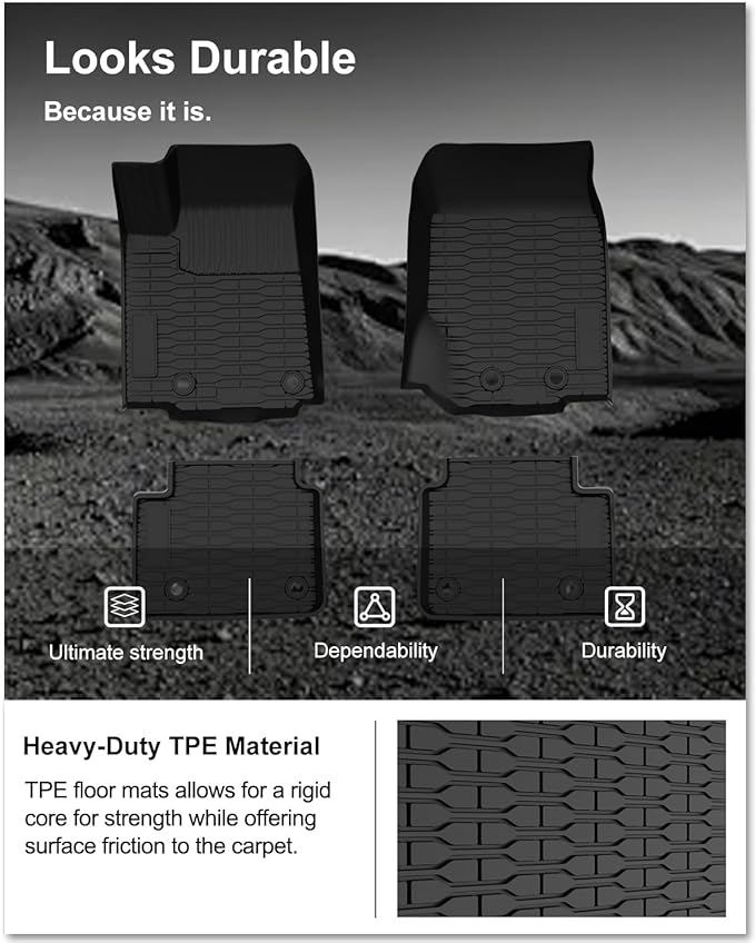 KIWI MASTER Floor Mats for 2022-2026 New Jeep Grand Cherokee/ 4xe, Custom Fit All Weather Car Mats, Heavy Duty TPE Floor Liners, Front & Rear 2 Row, Black