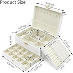 Jewelry Organizer Box, Jewelry Box Organizers for Women Girls, Jewellery Display Holder, 3 Layers Large Leather Jewels Storag
