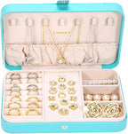 LANDICI Small Jewelry Box for Women Girls, PU Leather Travel Jewelry Organizer Case, Portable Jewellery Storage Holder Displa