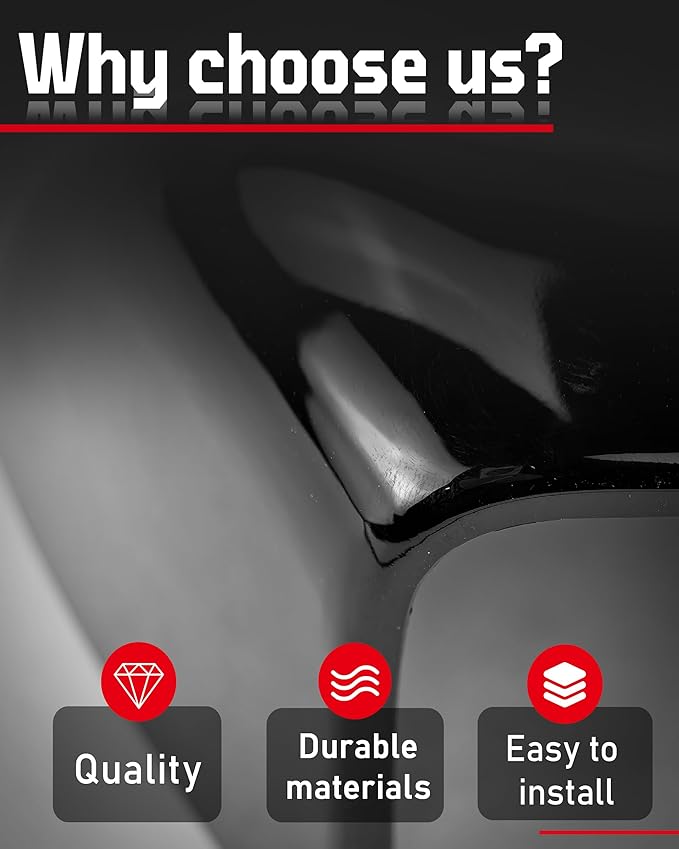Side Mirror Caps Cover Compatible with Tesla Model Y 2021 2022 2023 2024 Black Mirror Covers