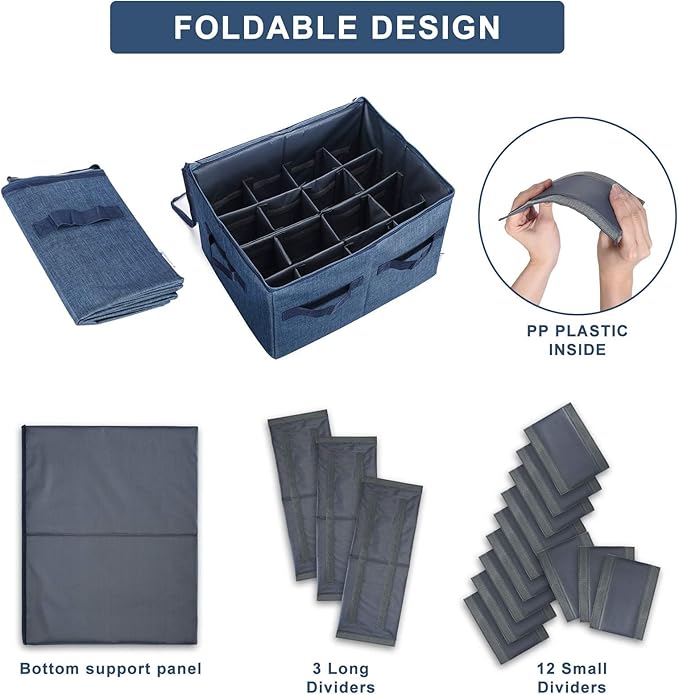 Moteph Shoe Organizer Closet Storage Solution with Clear Cover & Adjustable Dividers for Shoes, Handbags, Blankets, Linen, Cl
