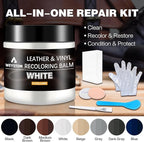 Leather Recoloring Balm - White Leather Repair Kit for Furniture, Dye, Recolor, Renew, Repair & Restore Aged, Faded, Cracked,