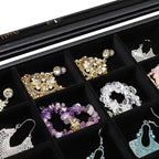 Wudygirl 30 Grid Jewelry Organizer Clear Lid Jewelry Tray Stackable Jewelry Storage Case Display Rings,Earrings,Necklace,Blac