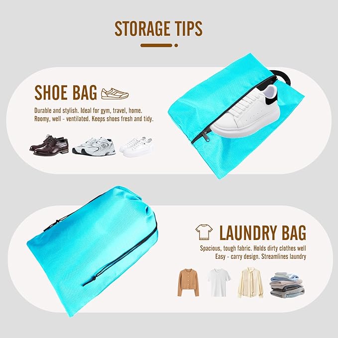8 Set Compression Packing Cubes for Travel, Expandable Luggage Organizer with Shoe Bag & Laundry Bag - Lightweight Suitcase &