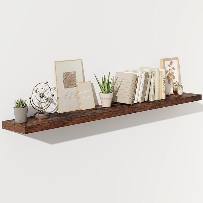 Fun Memories 72 Inch Floating Shelves for Wall, Fireplace Mantel Shelf with Invisible Heavy Duty Bracket, 8 Inch Deep Storage