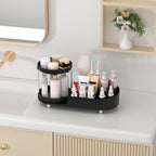 Makeup Organizer Countertop for Vanity with 360 Rotating Perfume Trays, 7-Compartment Skincare Organizers and Make Up Desk St