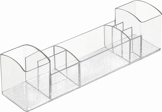 iDesign 43030 Med+ 12" Plastic Divided Vanity Medication and Bathroom Accessory, 12" x 3" x 3.5", Multi-Level Organizer