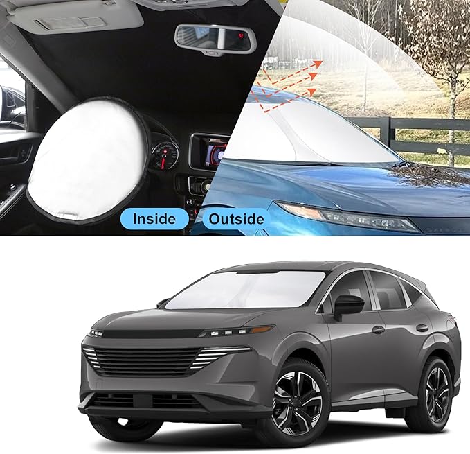 TINGLU Sun Shade for Nissan Murano 2025 2026 Accessories Windshield Sun Shade Window Shade UV Rays Protection Sun Visor Cover with Steering Wheel Sunshade Storage Bag