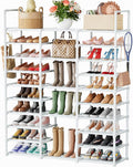 Mavivegue 10 Tiers Shoe Rack, Large Storage Space, 55-60 Pairs, White, Polypropylene