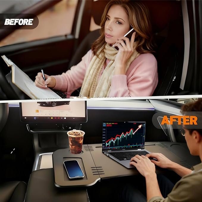 2 in 1 Car Desk Steering Wheel Tray, Foldable Car Table Holder for Laptop Eating and Traveling, Upgraded Design