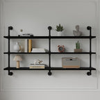Industrial Pipe Shelving Rustic Black Pipe Wall Shelves Industrial Shelves with Wood Planks Floating Shelves 60 Inch Farmhous