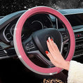 New Diamond Leather Steering Wheel Cover with Bling Bling Crystal Rhinestones, Universal Fit 15 Inch Car Wheel Protector for 