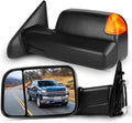 SCITOO Tow Mirrors Compatible with for 2009-2010 For Dodge For Ram 1500 2011-2019 For Ram 1500 2500 3500 Pickup Truck Power Adjusted Heated Turn Signal Puddle Light Black Towing Mirrors LH RH