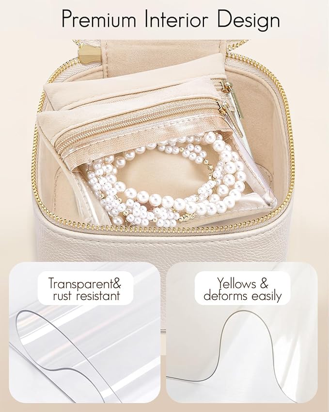 Vlando Travel Jewelry Case,Valentines Gifts,Small Jewelry Box Organizer,Travel Jewelry Storage with 6 Velvet Jewelry Zipper P