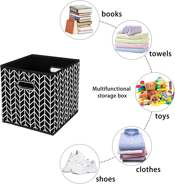 Fabric storage bins Cubes, Fabric Cube Organizer with Handle, Foldable Cube Bins for Cloth or Accessary Storage, 11x11x11, Se