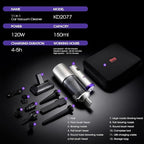 DSP 11-in-1 Handheld Car Vacuum Cleaner, 120W High Power Cordless Vac with 17kPa Suction, Multi-Nozzles for Car, Home, Keyboa