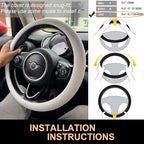 PINCTROT Large Size Nappa Leather Steering Wheel Cover, Slim Fit No Bulk Design, One Piece Leather with Breathable Perforatio