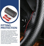 WZP Genuine Leather Steering Wheel Cover, Custom Stitch On Steering Wheel Wrap, Breathable Non-Slip Steering Wheel Protector 
