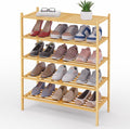 Smiry Bamboo Shoe Rack 5-Tier, Stackable Wooden Shoe Organizer for Entryway & Closet, Free Standing Wood Shoe Storage Shelf f