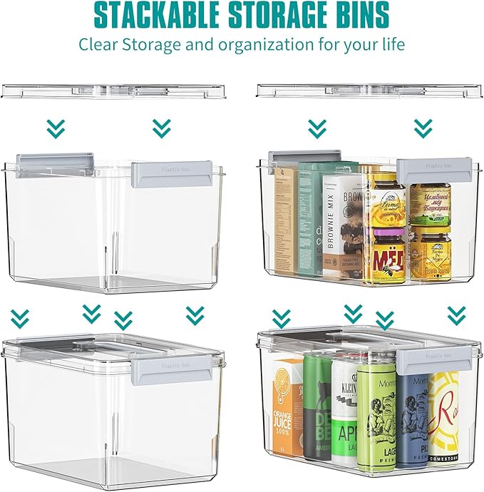 Plastic Storage Bins with Lids Stackable organization and Storage Containers for Organizing Snacks, Crafts, Tools Clear Stora