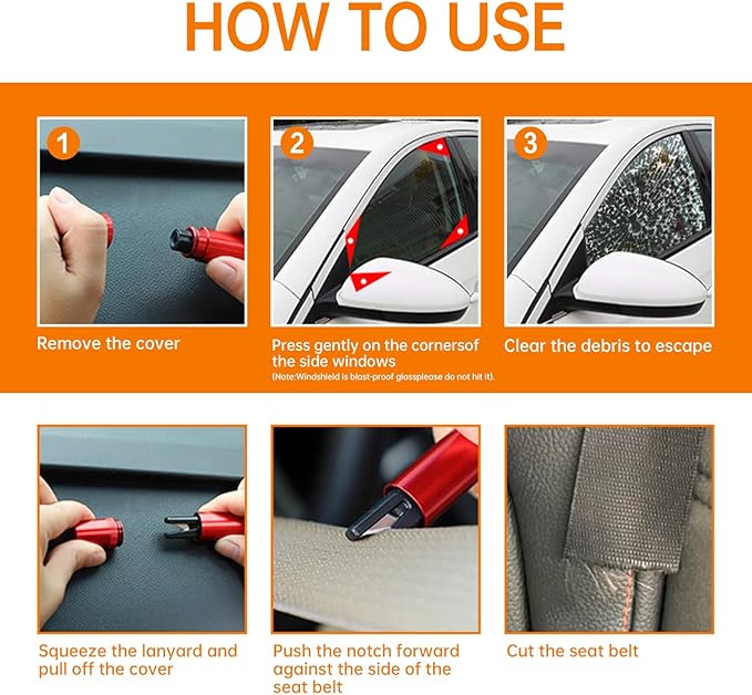 2025 Upgraded Safe Hammer - 2 in 1 Car Window Breaker and Seatbelt Cutter, Emergency Escape Tool for Car, Underwater Glass Br