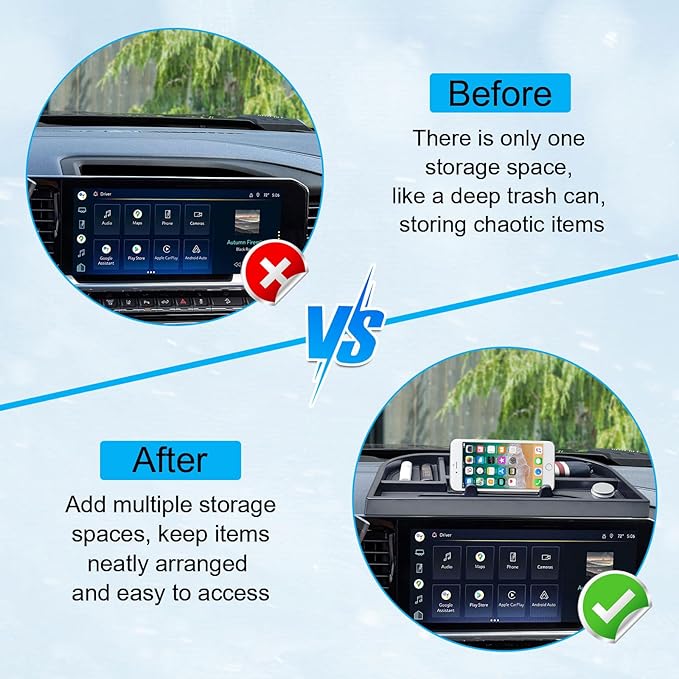 EDBETOS Center Console Dashboard Organizer Compatible with 2022-2024 2025 2026 Chevy Silverado/GMC Sierra 1500,(24-26) 2500HD/3500HD Accessories Dash Storage Insert Tray, Fit 13.4-inch Screen Only