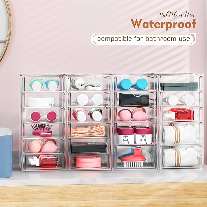 ARSTPEOE 30 Drawers, Acrylic Desk Makeup Organizer, Plastic Drawers Organizer, Stackable Storage Solution for Makeup, Dresser